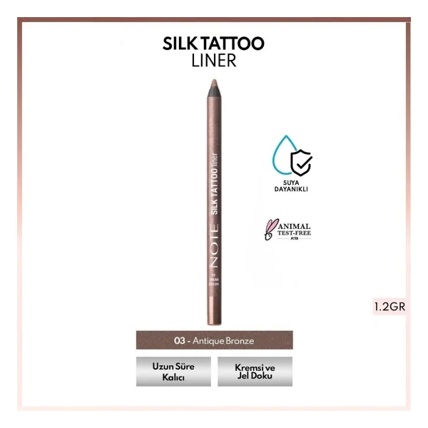 Note Silk Tattoo Liner Waterproof 03 Antique Bronze Jel Göz Kalemi - Görsel 2
