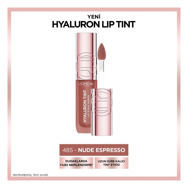 L'oreal Paris Hyaluron Lip Tint Satin Serum 485 Nude Espresso Likit Ruj - Görsel 2