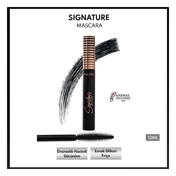 Note Signature Hacim Ve Takma Kirpik Etkili Ultra Siyah Maskara - Görsel 2