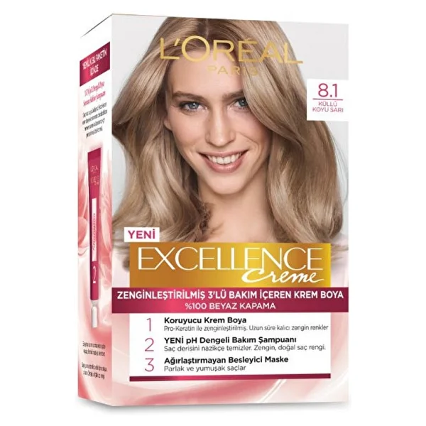 L'oreal Paris Excellence Creme 8.1 Koyu Küllü Sarı Saç Boyası - Görsel 2