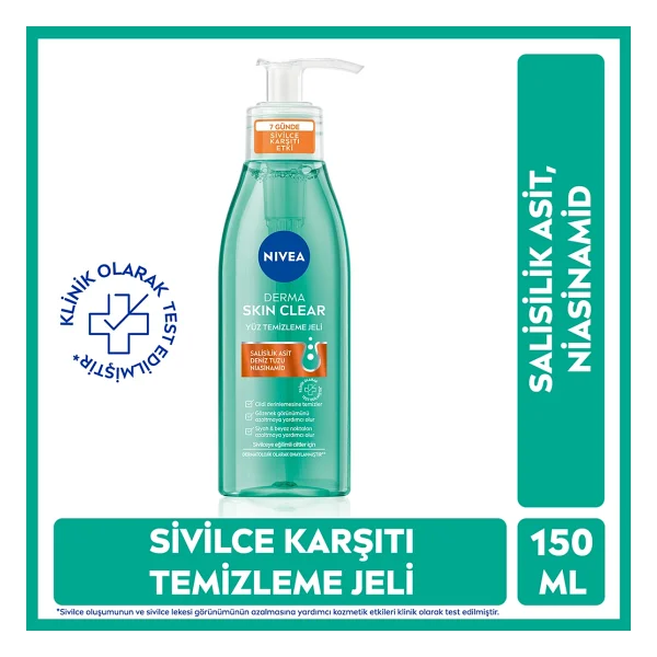 Nivea Derma Skin Clear 150 Ml Yüz Temizleme Jeli - Görsel 5