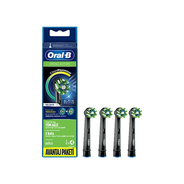 Oral-B Cross Action Clean Maximiser Siyah 4'lü Diş Fırçası Başlığı - Görsel 3