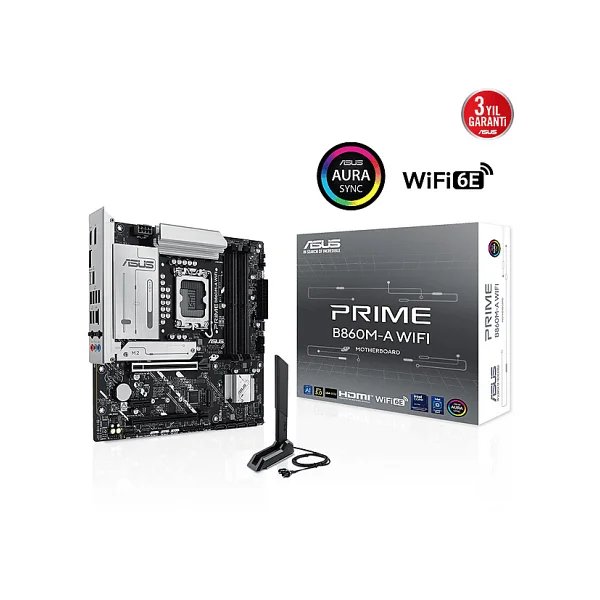 Asus Prime B860m-A Wi-Fi Intel Lga1851 DDR5 Micro Atx Anakart - Görsel 3