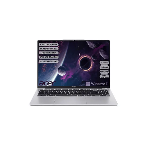 Acer Aspire Lite Al16-52p-55s2 Nx.J23ey.001 İ5-1334u 8 GB 512 GB SSD Iris Xe Graphics 16" Wuxga Notebook - Görsel 3