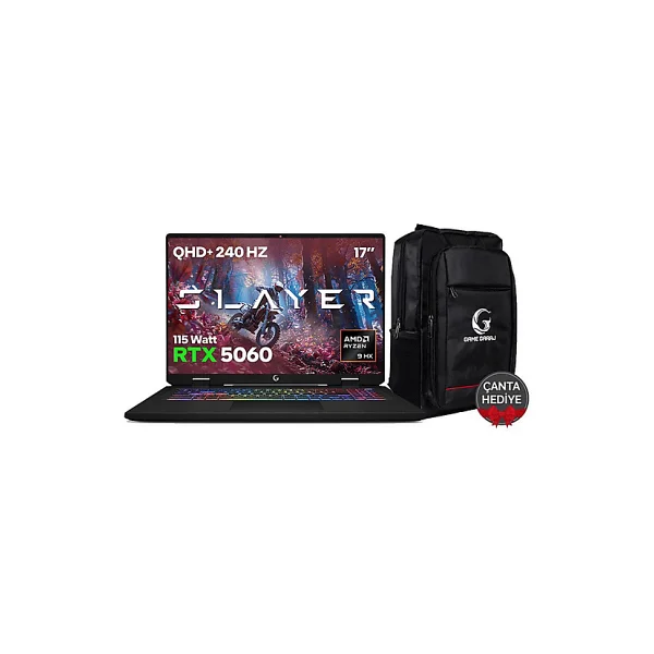 Game Garaj Slayer R9MXL-5060 C2 Ryzen 9 8940HX 32 GB 1 TB SSD RTX5060 17" WQXGA Gaming Laptop - Görsel 9