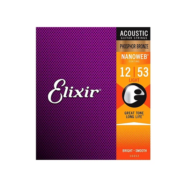 Elixir 16052 Nanoweb Phosphor Bronze Akustik Gitar Teli 12-53 - Görsel 3