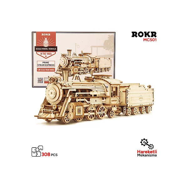 Rokr Mc501 Lokomotif Tren Hareketli Ahşap Maket - Görsel 3