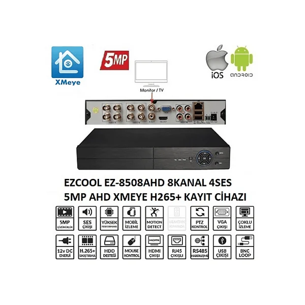 Ezcool EZ-8508AHD 8 Kanal DVR Kayıt Cihazı - Görsel 8