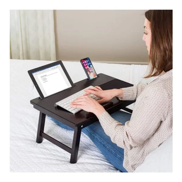 Hodbehod Katlanabilir Eğim Ayarlı Ahşap Portatif Tablet Laptop Sehpası Kitap Çalışma Kahvaltı Keyif Masası - Görsel 5