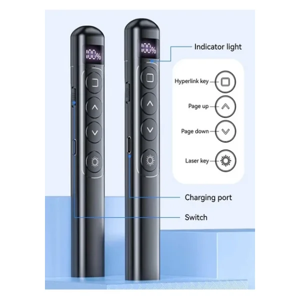 Ultratekno S7 Dijital Ekranlı Şarjlı Lazer Sunum Kumandası Şarj Göstergeli Lazer Powerpoint Laser Pointer Slayt - Görsel 8