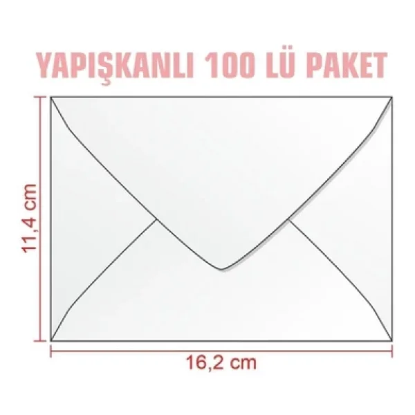 Zarf 100'lü 114x162 Ebat Mektup Zarfı Para Zarfı Davetiye Zarfı - Görsel 4