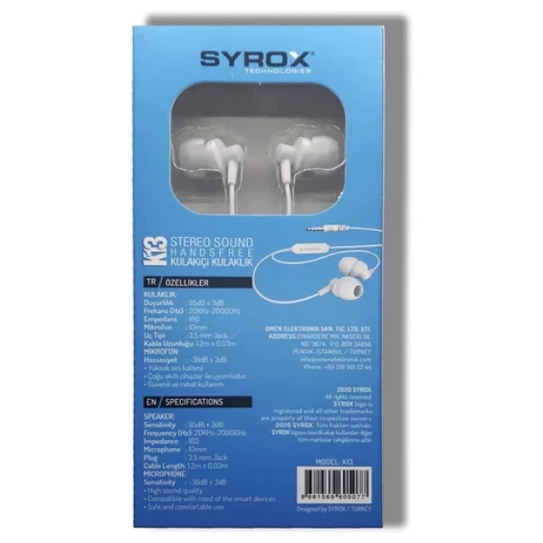 Syrox K13 Mikrofonlu Kulak İçi Kulaklık - Görsel 7