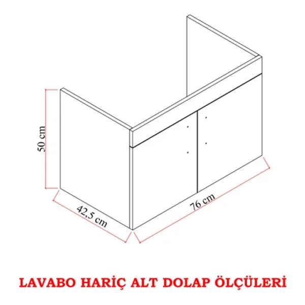 Karen Banyo Ege 80 Cm Lavabolu Banyo Alt Dolabı - Görsel 4