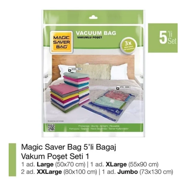 Magic Saver Bag 5'li Vakumlu Poşet Seti 1 - Görsel 3