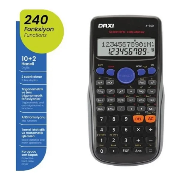 Daxi X-500 240 Fonksiyonlu 12 Haneli Bilimsel Hesap Makinesi - Görsel 4