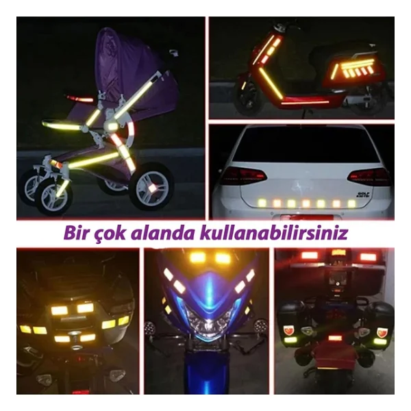 5 Mt Reflektörlü Reflektif Fosforlu Araç Oto Kamyon Şerit Bant Tüvtürk Onaylı Düz Beyaz İkaz Bandı - Görsel 2