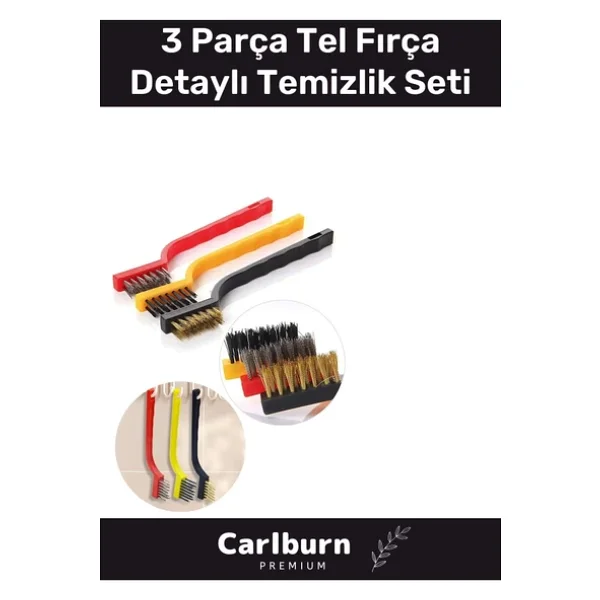 Sert Plastik Başlıklı 3 Parça Mutfak Ocak Fırın Davlumbaz Yağ Çıkarma Tel Fırça Detaylı Temizlik Set - Görsel 3