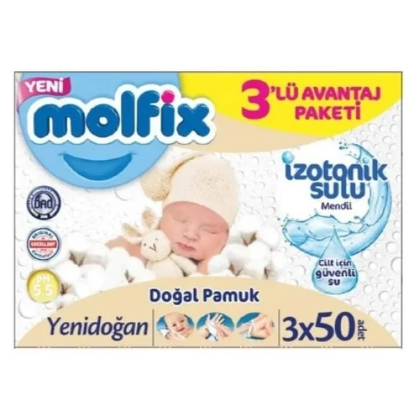 Molfix İzotonik Sulu Yenidoğan 50 Yaprak 24'lü Paket Islak Mendil - Görsel 6