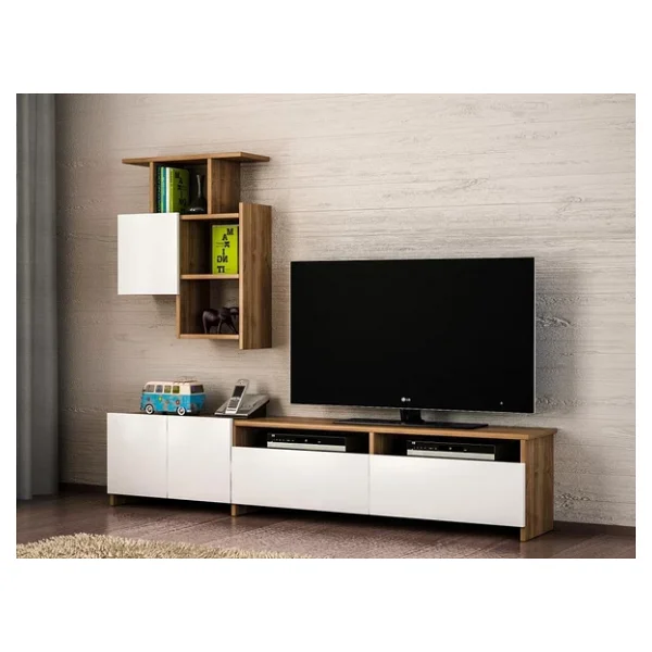 Dekorister Mariposa Kitaplıklı TV Ünitesi Ceviz-Beyaz - Görsel 3