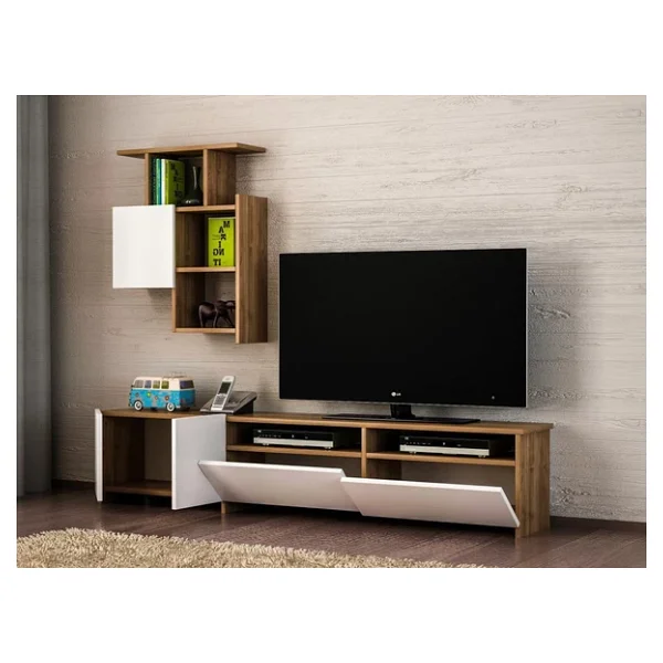 Dekorister Mariposa Kitaplıklı TV Ünitesi Ceviz-Beyaz - Görsel 4