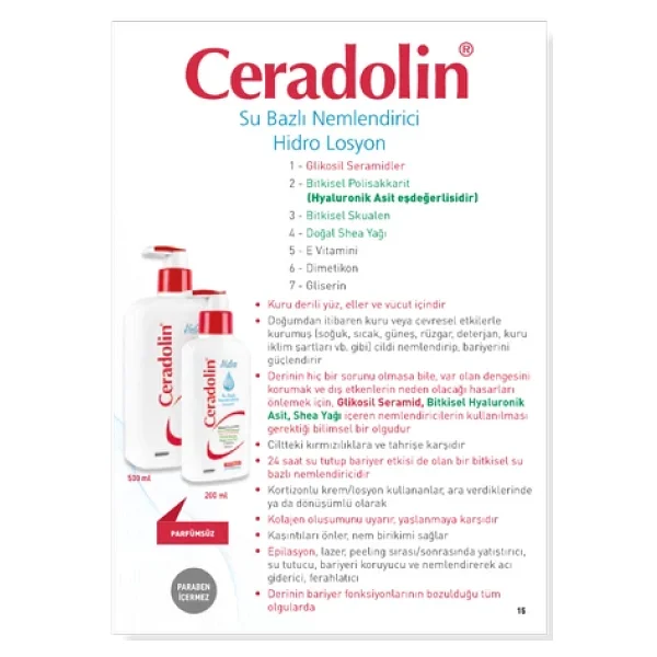 Ceradolin Hidro Su Bazlı 500 Ml Nemlendirici Losyon - Görsel 8