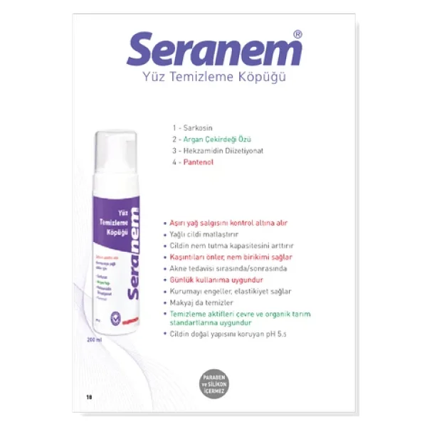 Seranem Sebum Azaltıcı Etki 200 Ml Yüz Temizleme Köpüğü - Görsel 6