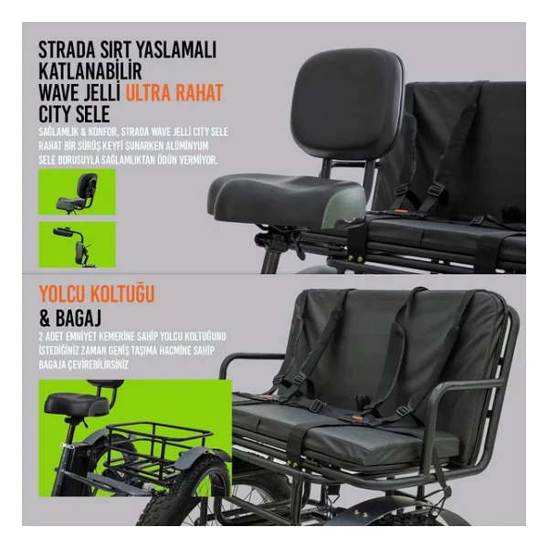 Strada E-Trio 250 W 3 Tekerlekli Elektrikli Bisiklet - Görsel 5