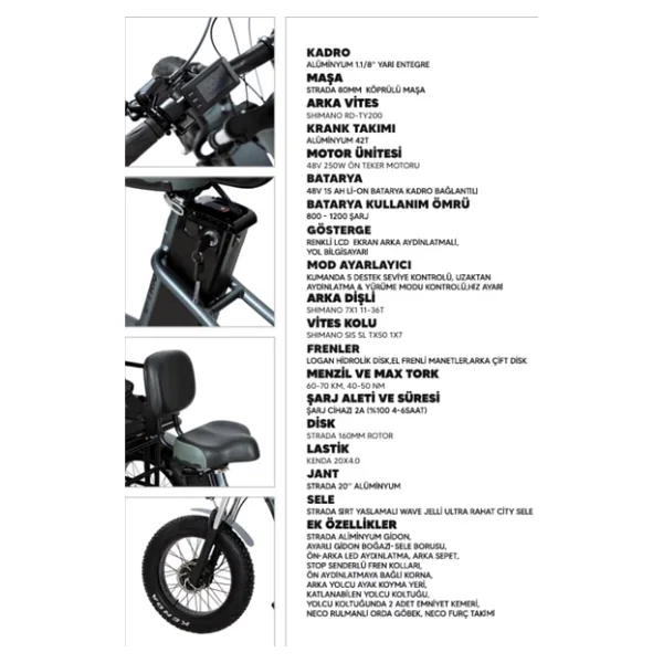 Strada E-Trio 250 W 3 Tekerlekli Elektrikli Bisiklet - Görsel 2