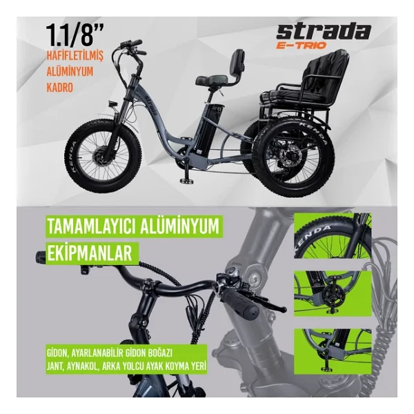 Strada E-Trio 250 W 3 Tekerlekli Elektrikli Bisiklet - Görsel 4