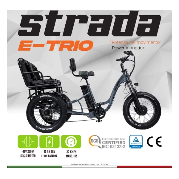 Strada E-Trio 250 W 3 Tekerlekli Elektrikli Bisiklet - Görsel 3