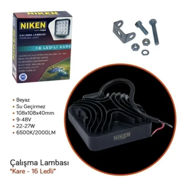 Niken Pro 16 LED Kare Off Road Sis Farı Çalışma Lambası 2 Adet 12-24v 27w - Görsel 3