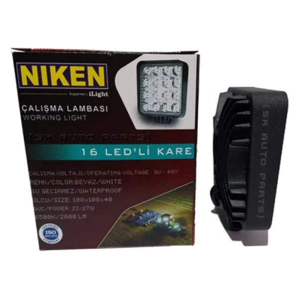 Niken 16 LED Kare Kalın Kasalı Off Road Sis Farı Çalışma Lambası (12v-24v Uyumlu) (10 Adet) - Görsel 2