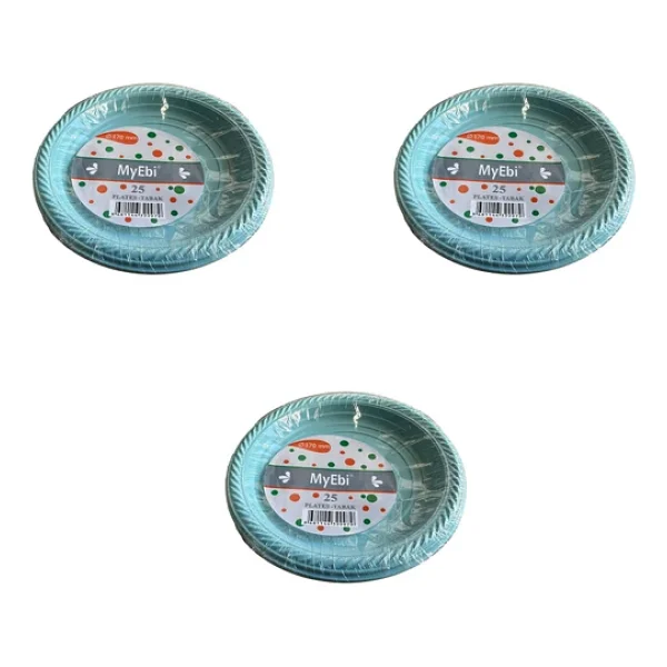 Roll-Up Kullan At Renkli Turkuaz Parti Davet Plastik Tabak - 22 Cm. - 25 Adetlik 3 Paket - Görsel 3