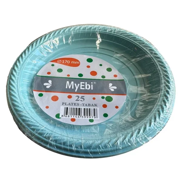 Roll-Up Kullan At Renkli Turkuaz Parti Davet Plastik Tabak - 22 Cm. - 25 Adetlik 3 Paket - Görsel 4