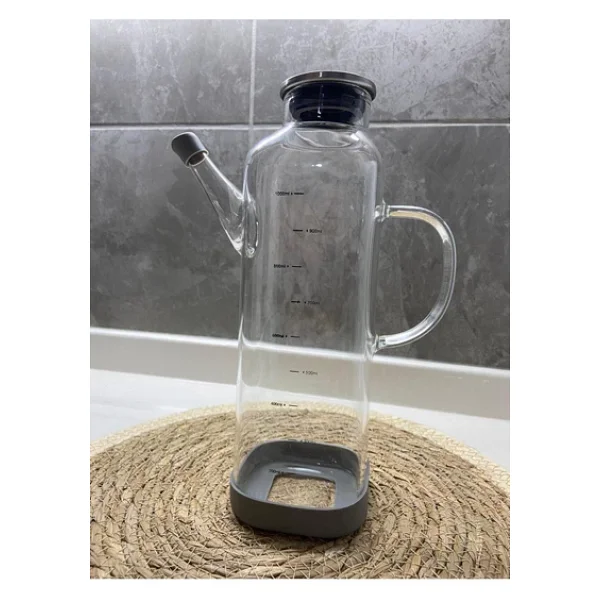 Paçi Metal Kapaklı 2 Adet Borosilikat Cam Yağdanlık Sirkelik Silikon Altlık 1000 Ml - Görsel 2