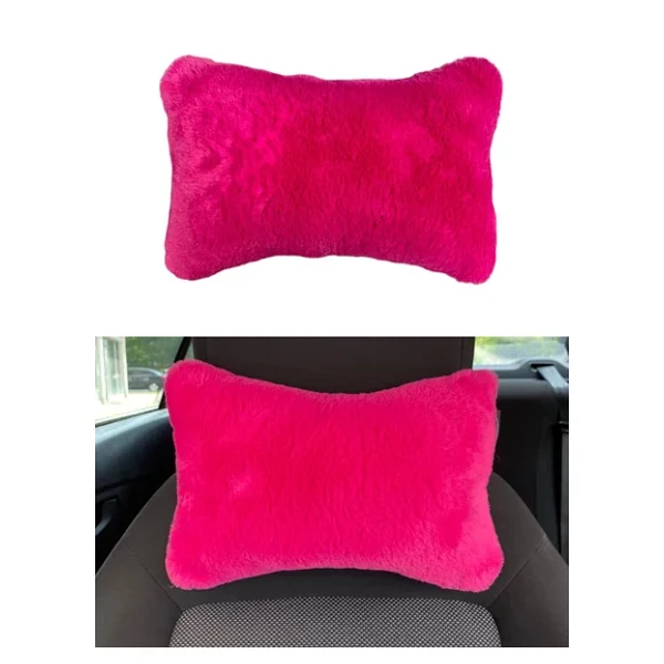 Yumuşak Peluşlu Ortopedik Araba Seyahat Boyun Yastığı Tekli Fuşya Pembe - Görsel 2
