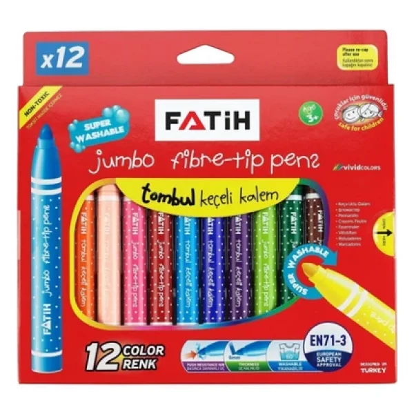 Fatih Yıkanabilir 12'li Jumbo Keçeli Kalem Seti - Görsel 4
