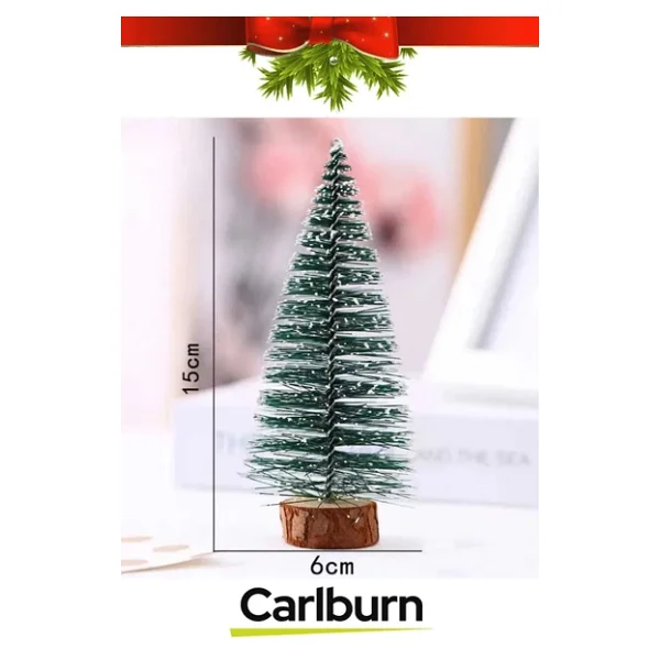 Mini Çam Masaüstü Minyatür Dekorasyon Küçük Süs Kar Yeni Yıl Noel Yapay Sedir Ağacı 15cm 1 Adet - Görsel 4
