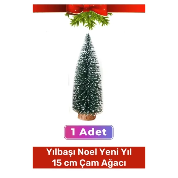 Mini Çam Masaüstü Minyatür Dekorasyon Küçük Süs Kar Yeni Yıl Noel Yapay Sedir Ağacı 15cm 1 Adet - Görsel 3