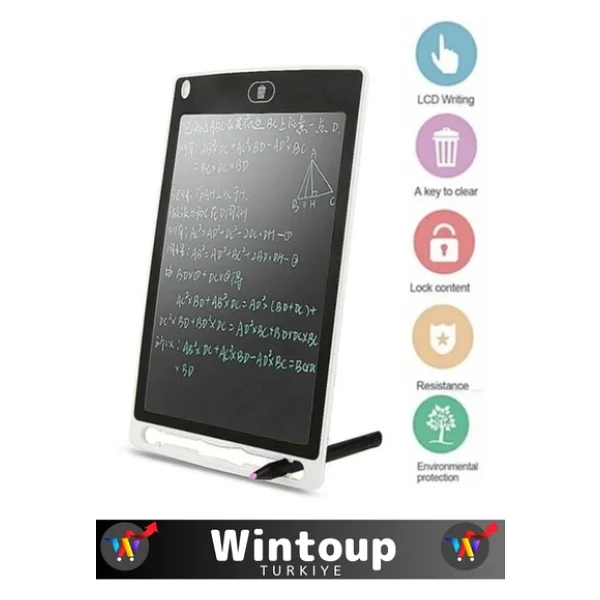 Özel Üretim Uzun Ömürlü Lcd Dijital Kalemli Çocuk Çizim Eğitim Tableti Not Resim 8.5 İnç Tablet - Görsel 3