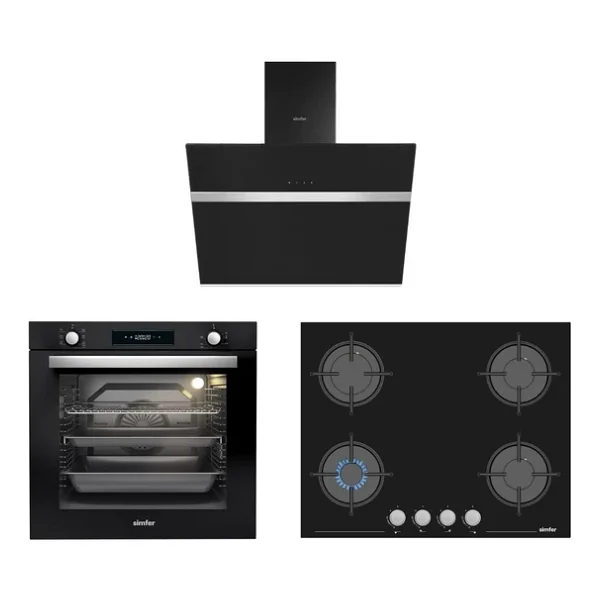 Simfer 8 Fonksiyon 80 Lt XXL Siyah Multi Turbo Dijital Ankastre Set ( 7381 Fırın + 3653 Ocak + 8611 Davlumbaz) - Görsel 4