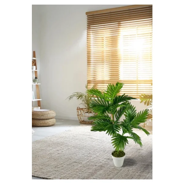 Yapay Çiçek Areka Palmiye Ağacı 85cm 2dal Salon Çiçeği Beyaz Saksılı Yapay Bitki - Görsel 7