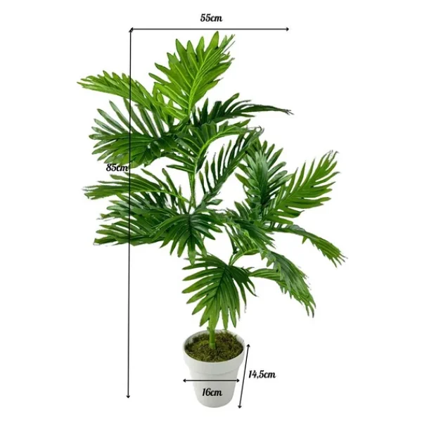 Yapay Çiçek Areka Palmiye Ağacı 85cm 2dal Salon Çiçeği Beyaz Saksılı Yapay Bitki - Görsel 4
