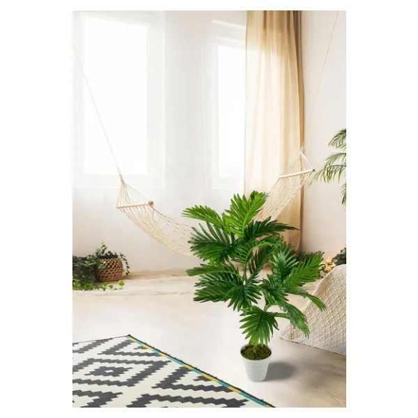 Yapay Çiçek Areka Palmiye Ağacı 85cm 2dal Salon Çiçeği Beyaz Saksılı Yapay Bitki - Görsel 5