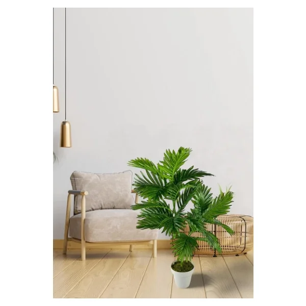 Yapay Çiçek Areka Palmiye Ağacı 85cm 2dal Salon Çiçeği Beyaz Saksılı Yapay Bitki - Görsel 6