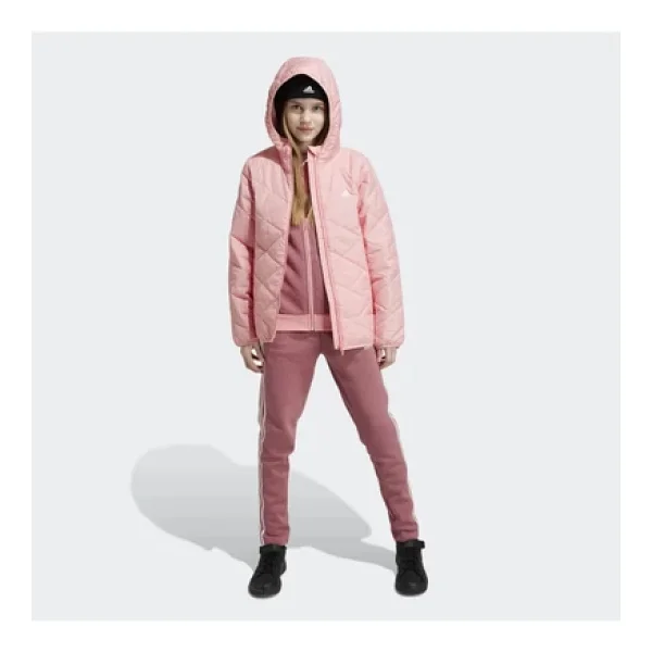 Adidas Light Padded Jf4344 Kapüşonlu Pembe Çocuk Şişme Mont - Görsel 5