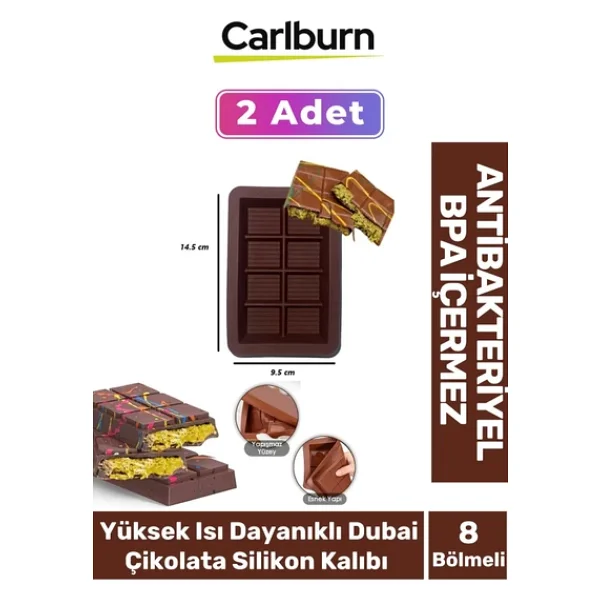 Bpa İçermez Esnek Dayanıklı Büyük Yüksek Isı Dayanıklı Dubai Çikolata Silikon Kalıbı Kabı 2 Adet - Görsel 3