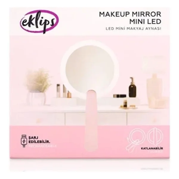 Eklips Mini Makyaj Aynası LED Pembe - Görsel 5