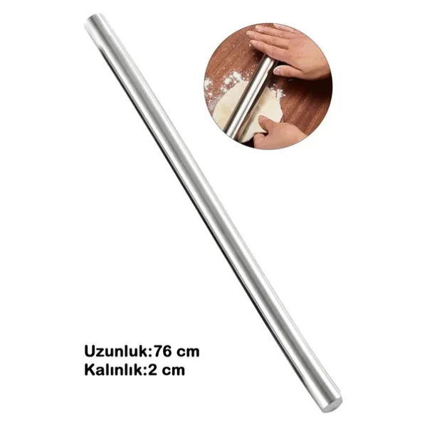 Masterchef Paslanmaz Metal 76 Cm Hamur Açma Oklava - Görsel 3