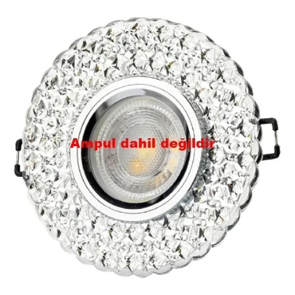Cata İpek Dekoratif Cam Spot Yuvarlak Kristal Krom 3w Efektli 4000k Gu10 (Duy Ampul Hariç) - Görsel 7